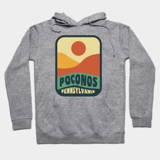 Pocono Mountains Pennsylvania Retro Sunset Badge Hoodie